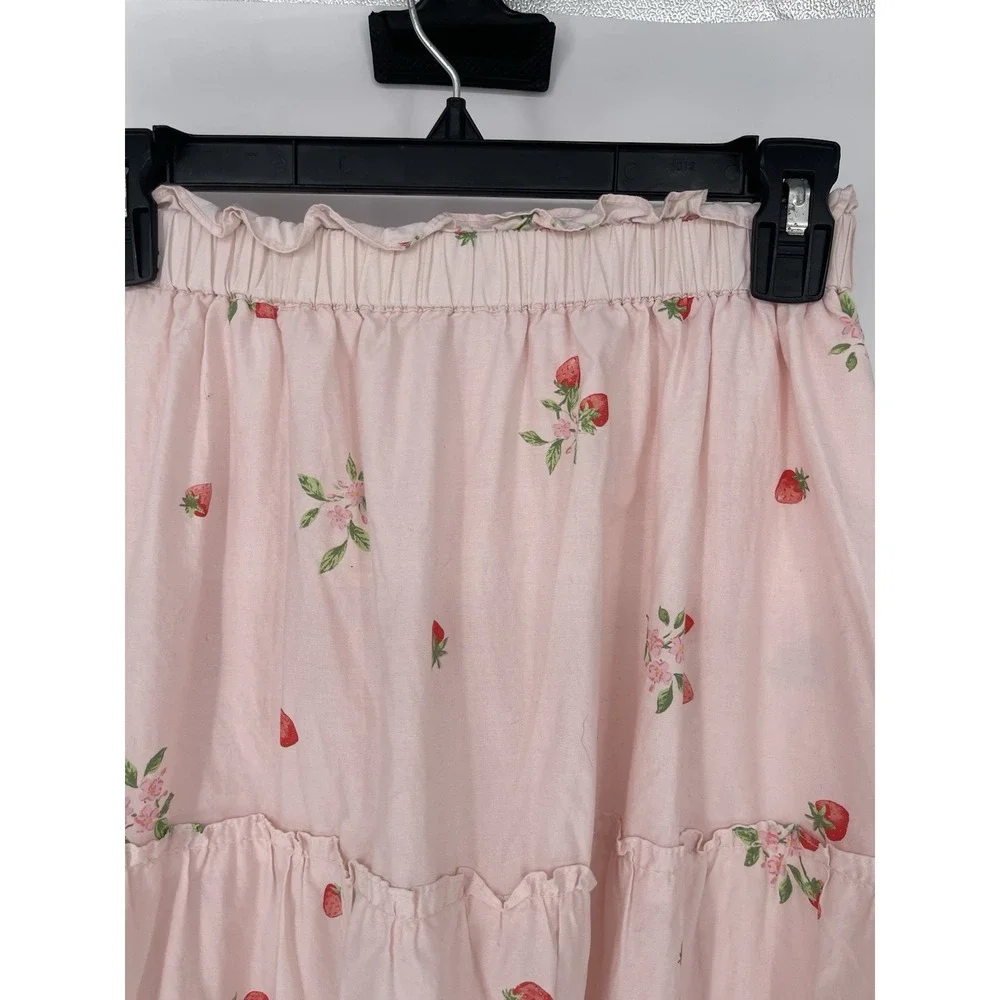 Rachel Parcell Tiered Pink Strawberry Skirt Pull-on XS - Picture 3 of 7
